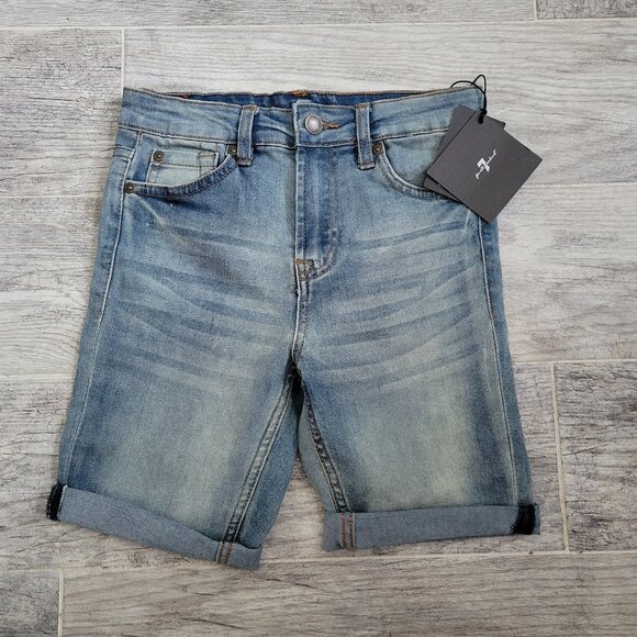 7 For All Mankind Denim Shorts Girl's 10  Youth Jean Bermuda Rolled Cuffs NWT - Picture 1 of 4